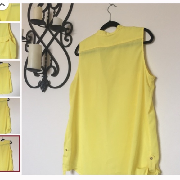 Calvin Klein Yellow Sleeveless Gold Metal Buttons - Picture 3 of 3